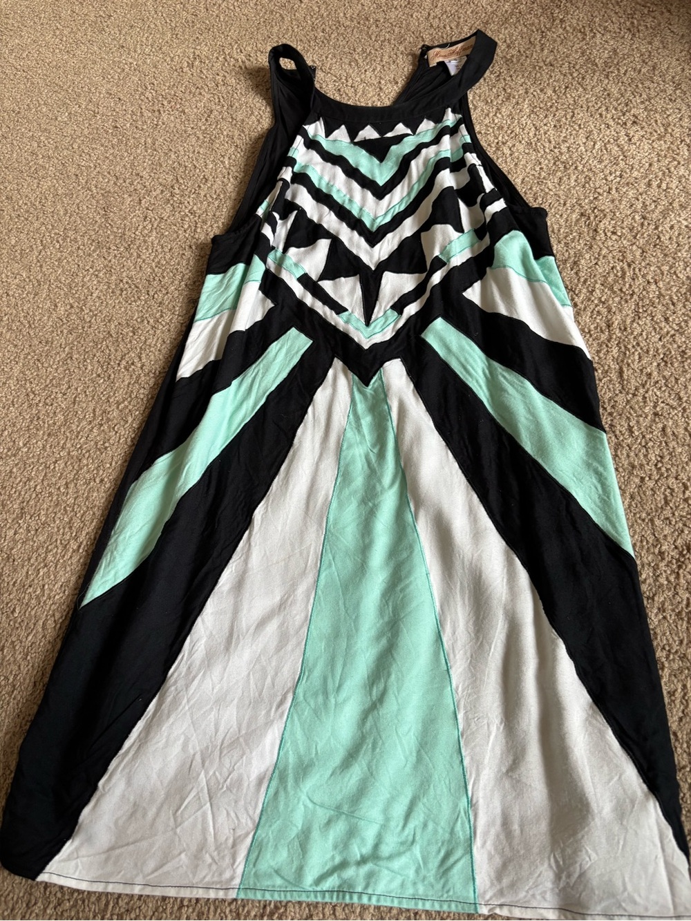Women’s Chevron Maxi dress- Black, White & Mint